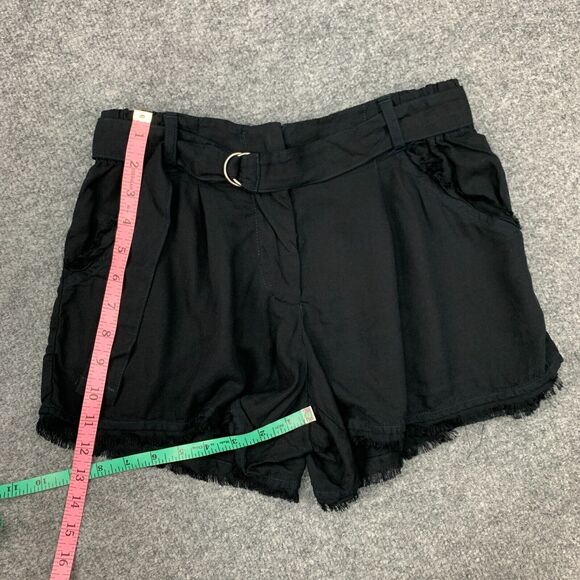 Splendid Cross Hatch Paperbag Shorts Womens XS Extra Small Black Fray Hem Pocket - Picture 8 of 12